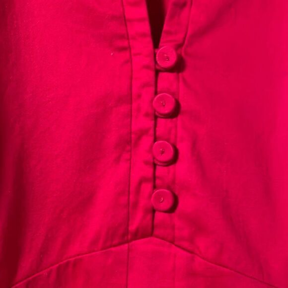 Ann Taylor fitted cotton spandex rich cool red blouse w collar & buttons M - Picture 3 of 15